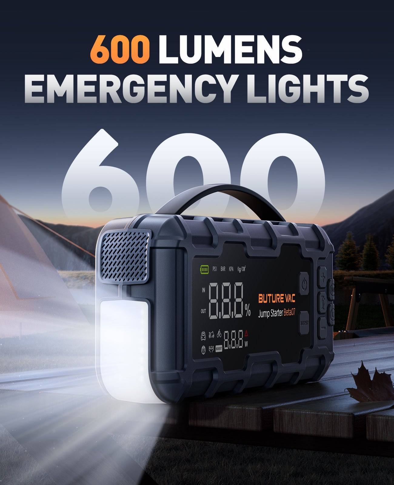 Beta07 10-in-1 Car Battery Jump Starter with Air Compressor 8000A 160PSI 45W Charger, Jump Starter Jump Box (All Gas 14L Diesel), Car Battery Jumper Starter Portable Jumper Cables, Gloves, Lights