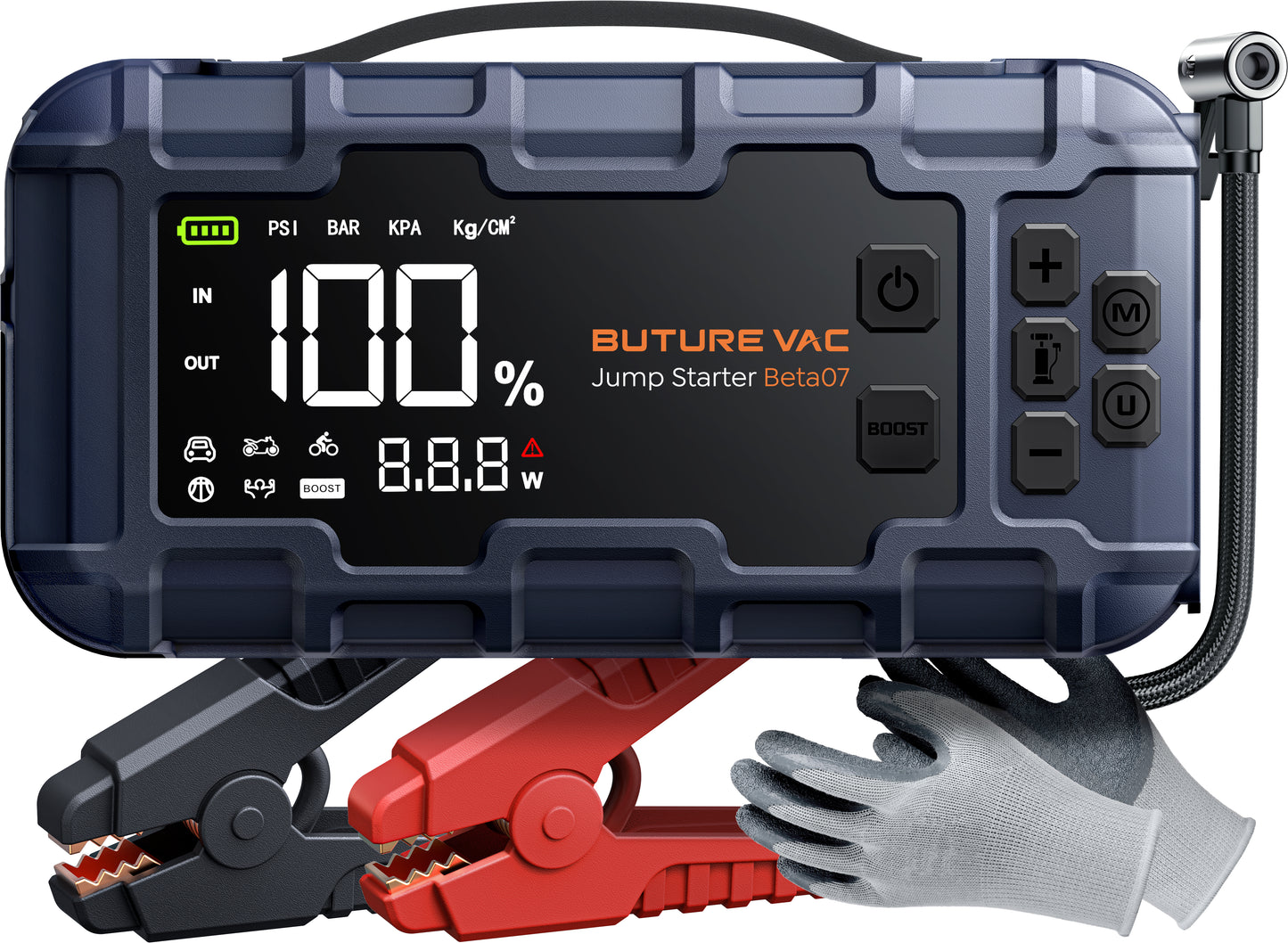 battery booster box Portable 10-in-1 Car Battery Jump Starter with Air Compressor 8000A 16 – BUTURE VAC